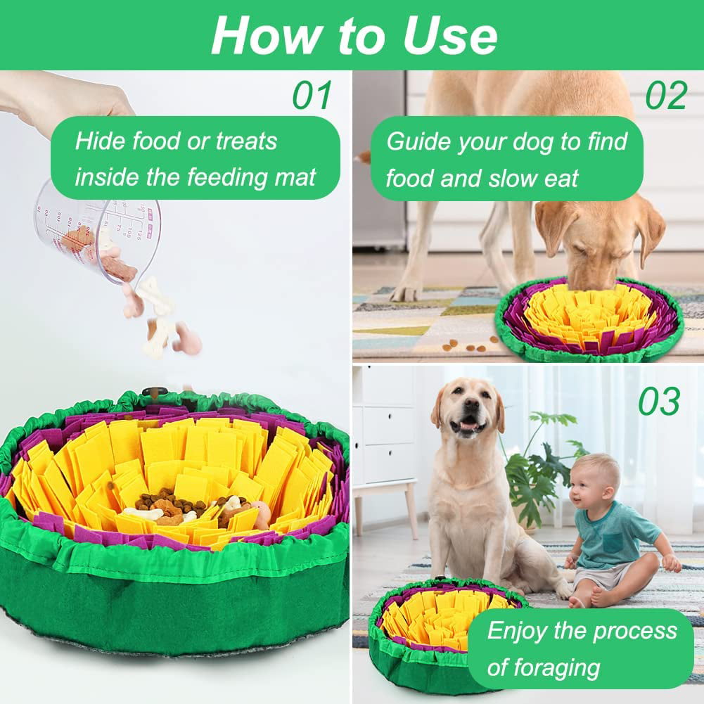 Adjustable Snuffle Mat for Dogs， Washable Dog Feeding Mat， Foldable Pet Foraging Mat for Smell Training and Slow Eating， Stress Relief Interactive Dog Mat for Feeding， Best Dog Snuffle Mat