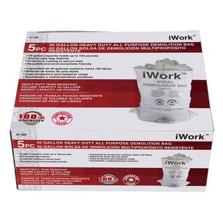 iWork 40 Gal. Contractor Trash Demolition Bags (20-Count) 83-658-220