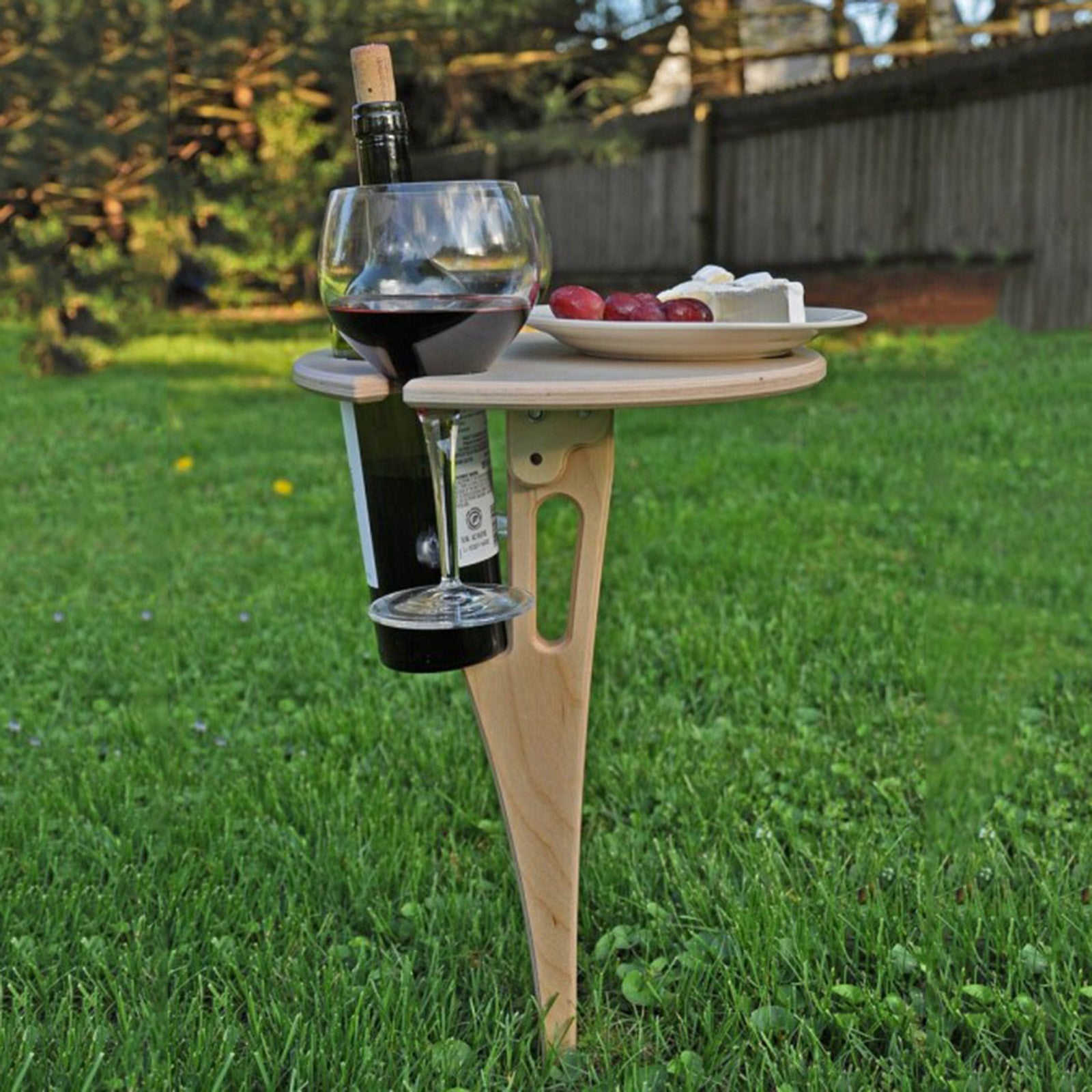 Follure room decor home decor Wine Holder Wooden Table Outdoor Beer And Wine Table Round Portable Wine Table White