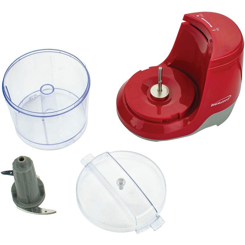 Brentwood MC-109R 1.5 Cup Kitchen Countertop Mini Food Chopper Processor， Red