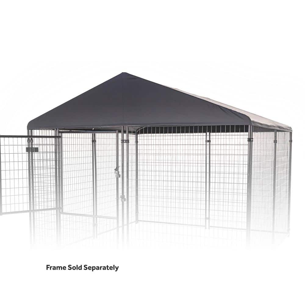 Lucky Dog 10 ft. x 10 ft. Steel Grey Canopy Presidential Coverage Area - 0.0023-Acres In-Ground Kennel Cover PKC10X10-TE0310