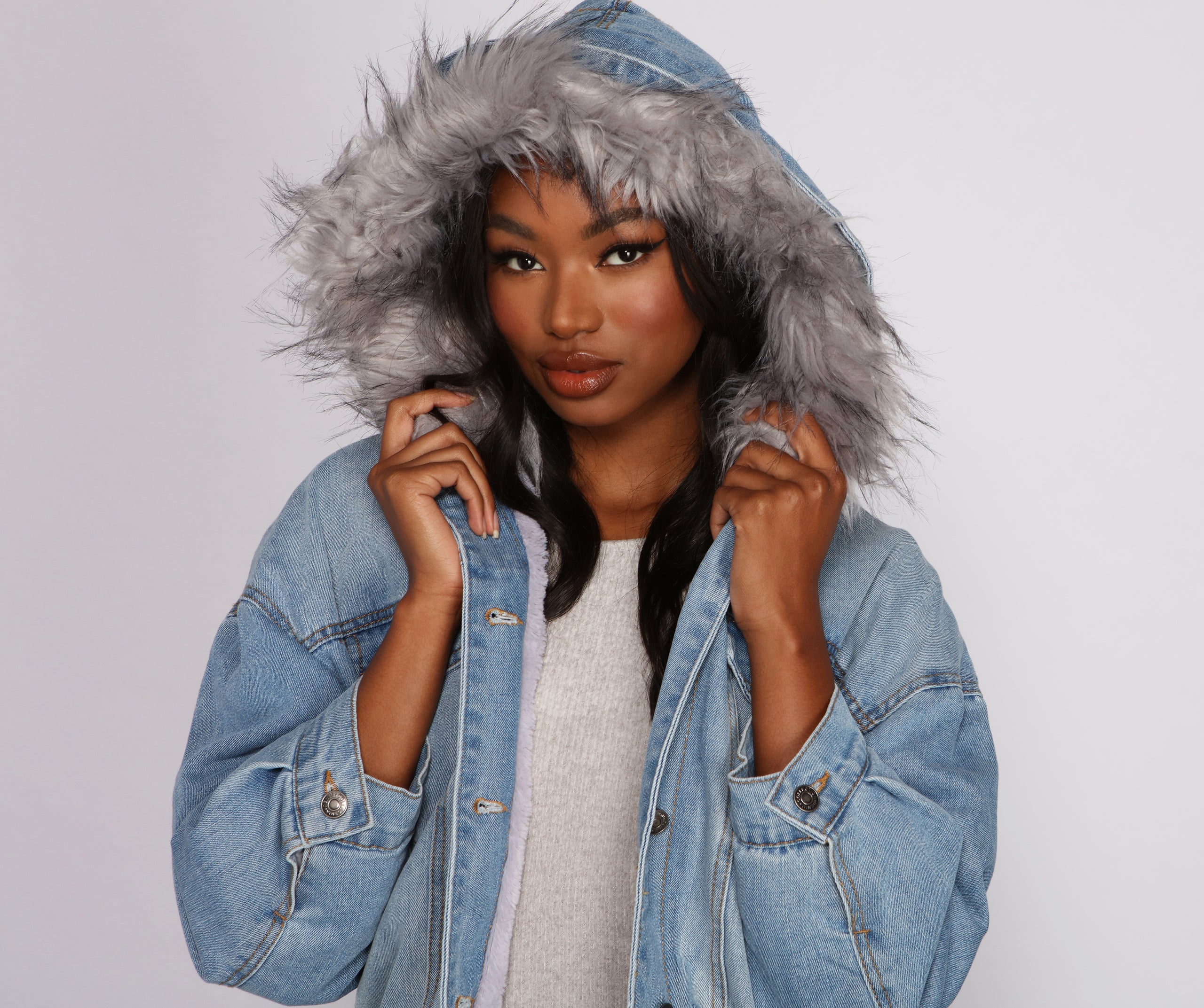 Casual And Cozy Hooded Denim Jacket