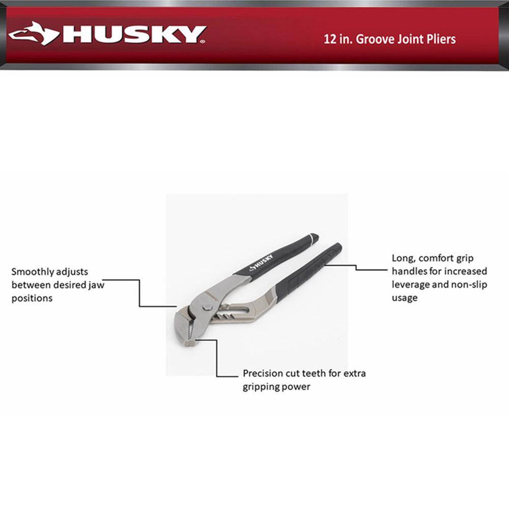 Husky 12 in. Groove Joint Pliers 48065