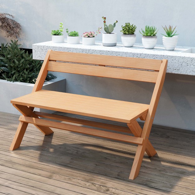 Costway Patio Folding Chair Solid Teak Wood Slatted Seat Natural Portable Outdoor