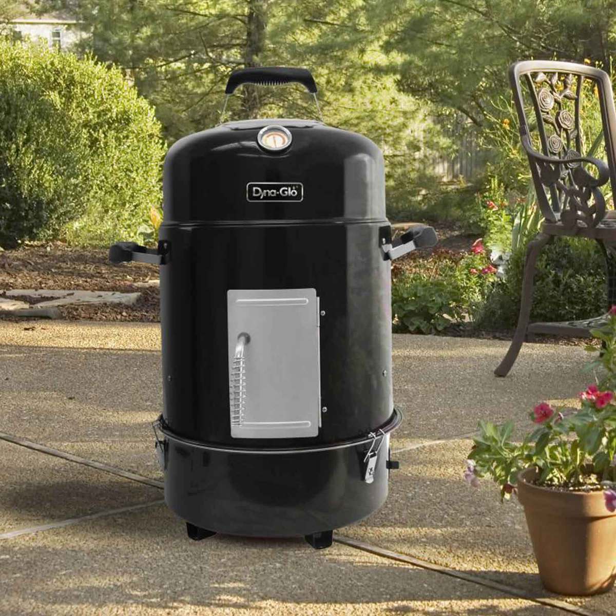 DynaGlo Compact Charcoal Bullet Smoker  Black  Black