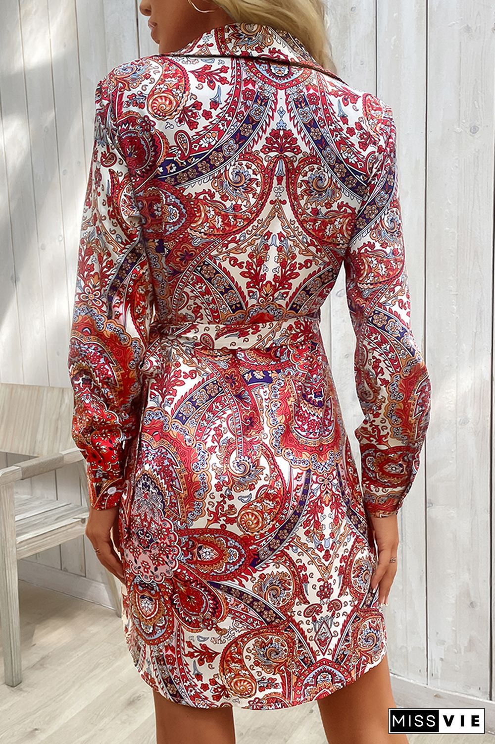 Multicolor Paisley Print Wrap Dress