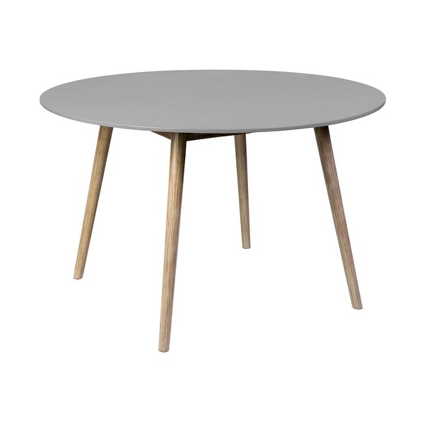 Sydney Modern Round Concrete and Wood Indoor Outdoor Dining Table