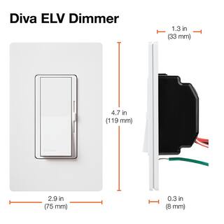 Lutron Diva Dimmer Switch for Electronic Low Voltage 300-WattSingle-Pole Snow (DVSCELV-300P-SW) DVSCELV-300P-SW