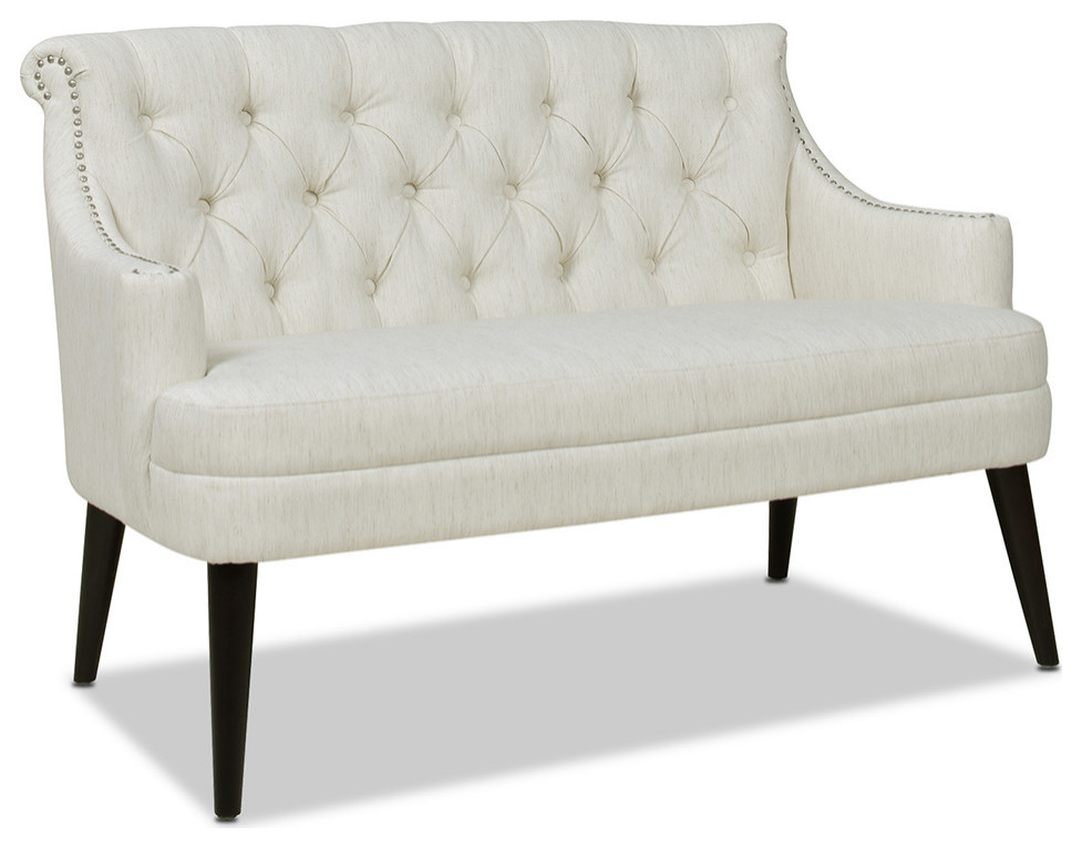 Stella Roll Arm Velvet Tufted Banquette Settee   Contemporary   Loveseats   by Jennifer Taylor Home  Houzz