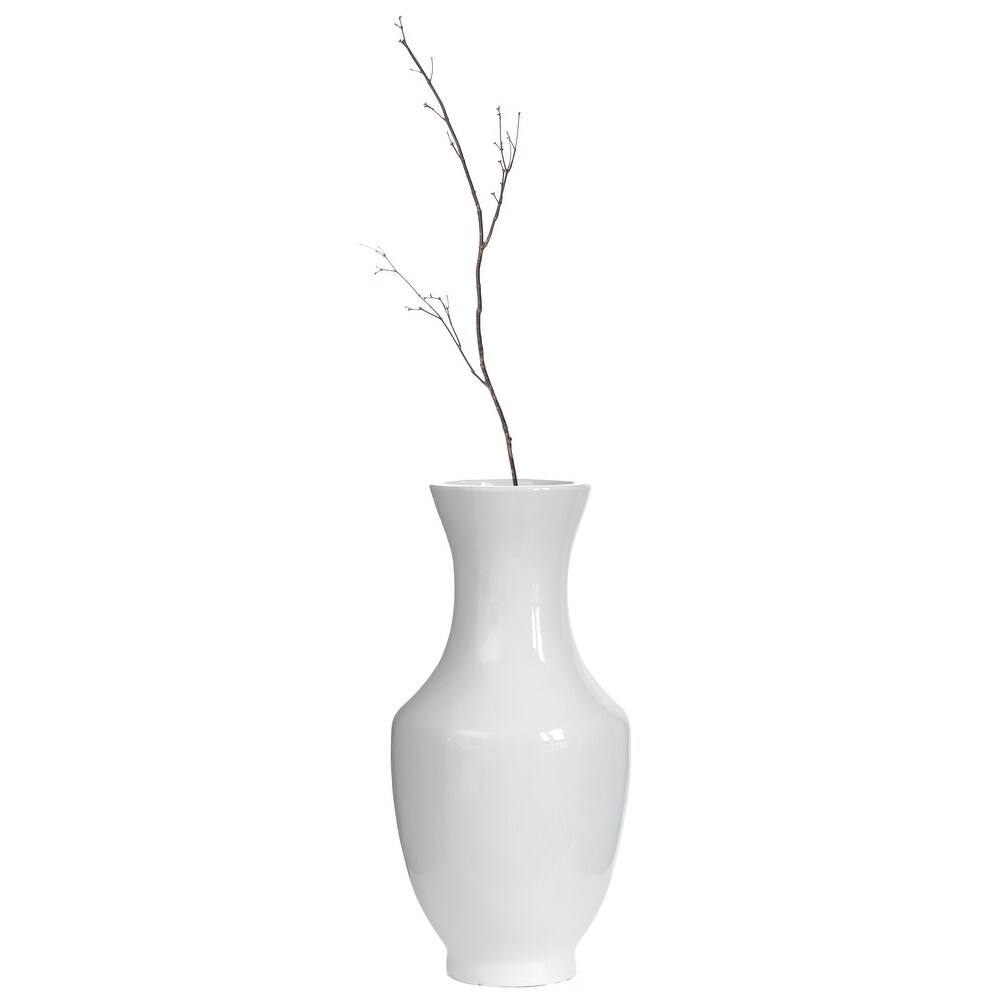 Modern Large flower vase  White Unique Trumpet Floor Vase  22 Inch High Floor Vase  Home Interior Decoration  Modern Floor Vase