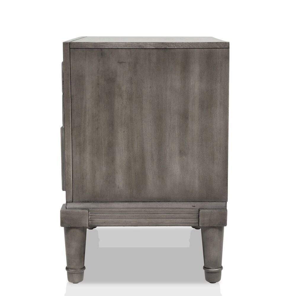 Hax Transitional Grey 2 Drawer Solid Wood Nightstand by Furniture of America