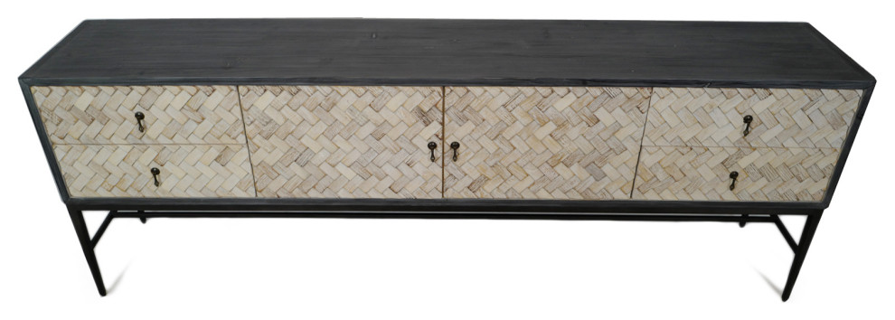 Long Narrow Braided Media Cabinet   Industrial   Media Cabinets   by Design Mix Furniture  Houzz