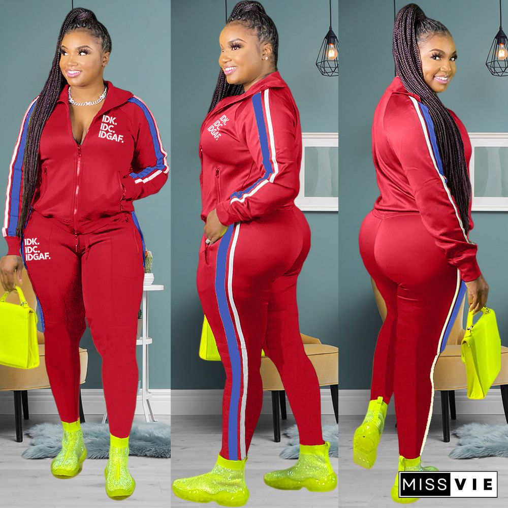 Long Sleeve Zipper Jackets and Pants Tracksuits