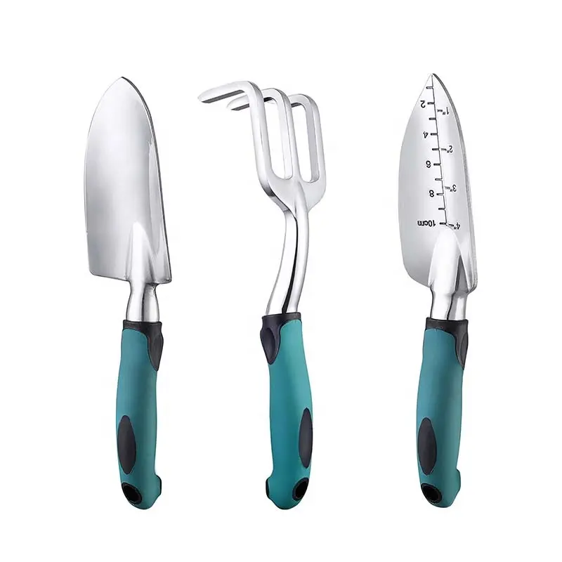 Three piece Set With Handle  Garden Tools Set Stainless Steel  Wood Tools Garden Set