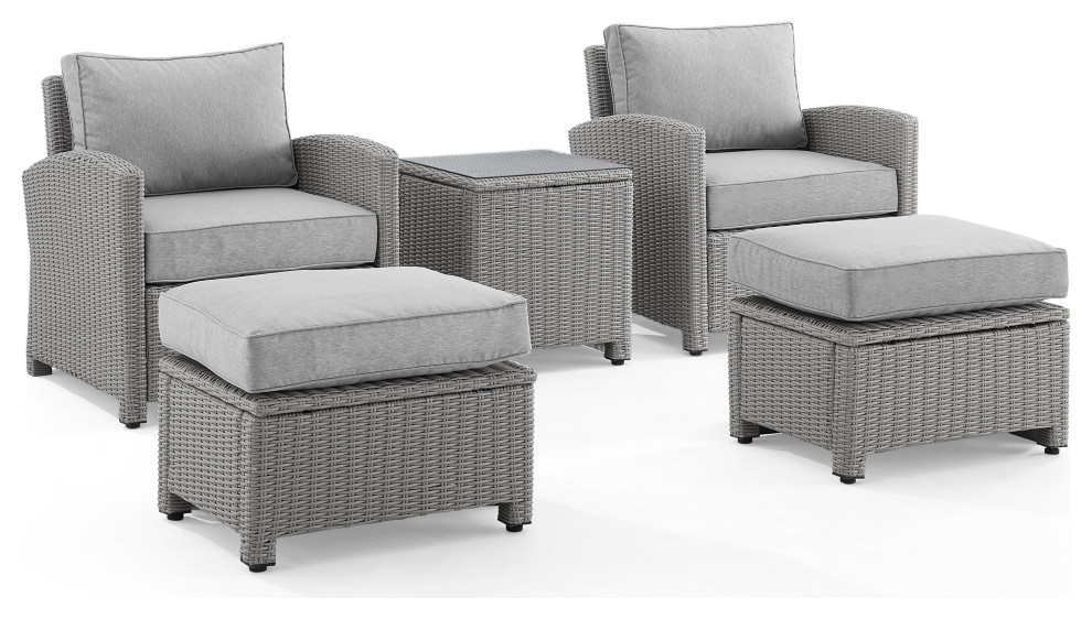 Bradenton 5Pc Wicker Outdoor Chair Set   Traditional   Outdoor Folding Chairs   by Crosley  Houzz