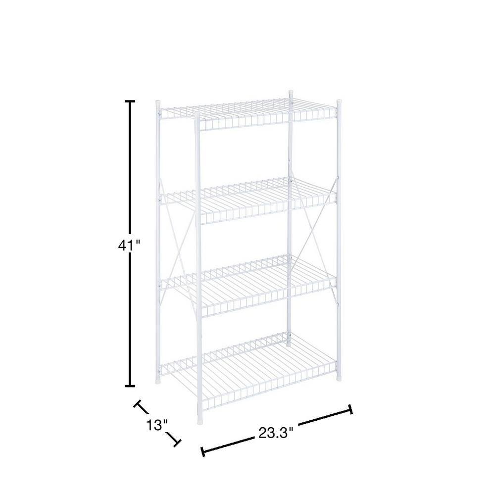 Honey-Can-Do White 4-Tier Steel Garage Storage Shelving Unit (23.3 in. W x 41 in. H x 13 in. D) SHF-09452