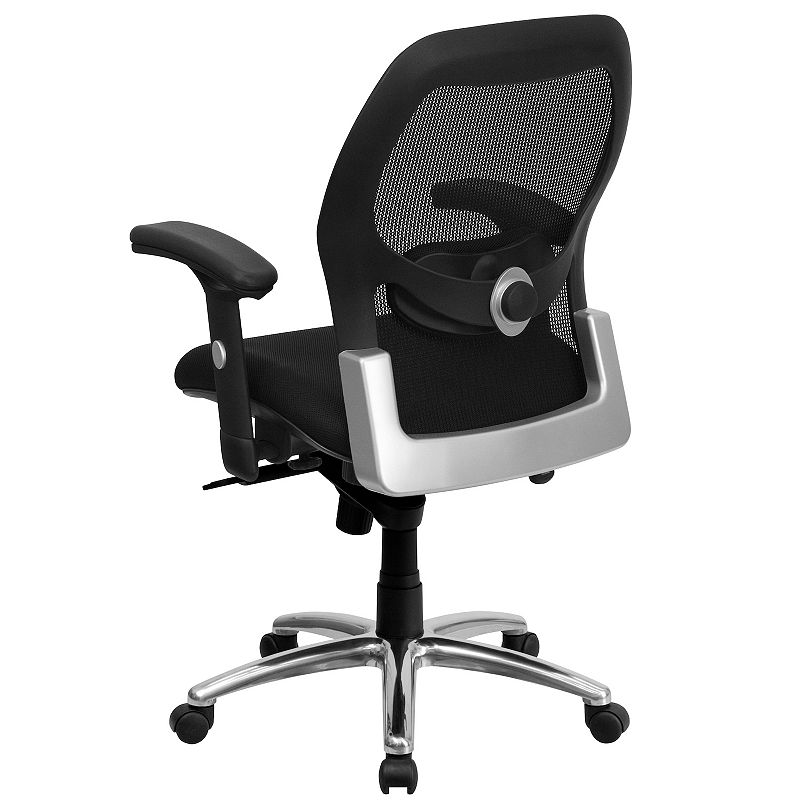 Emma and Oliver Mid-Back Black Mesh Executive Office Chair with Knee Tilt and Adjustable Lumbar and Arms