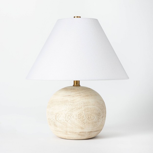 Medium Faux Wood Table Lamp Brown Designed With Studio Mcgee