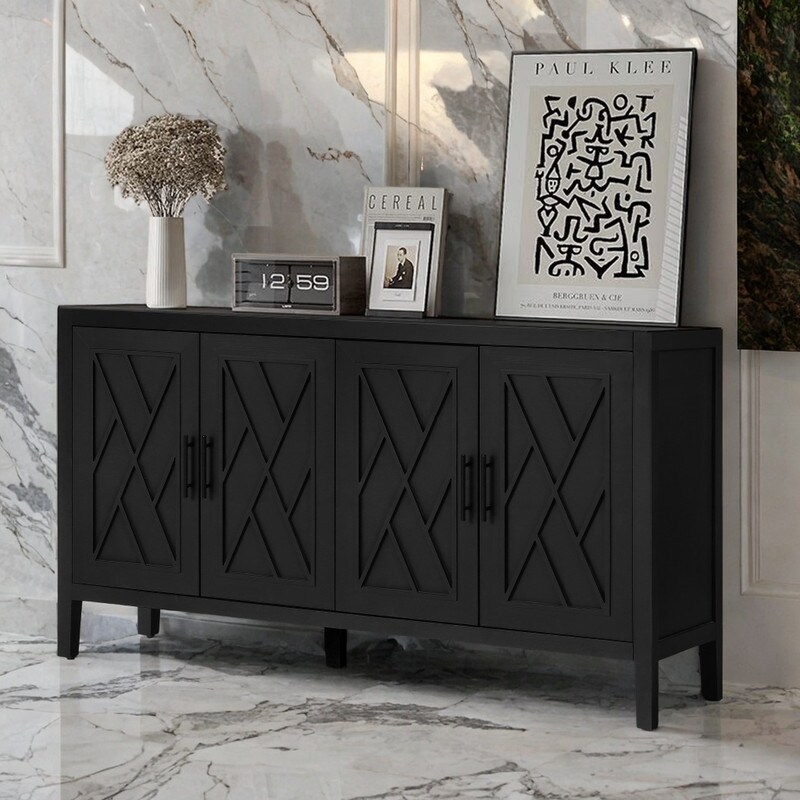 American Country Storage Cabinet for Living Room  Black