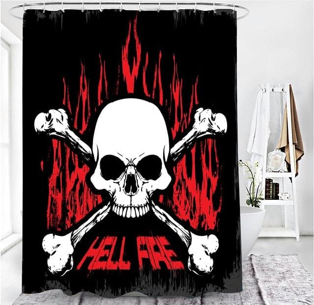 Skull Print Shower Curtain, Bath Mat, Toilet Lid Cover Or Bathroom Carpet