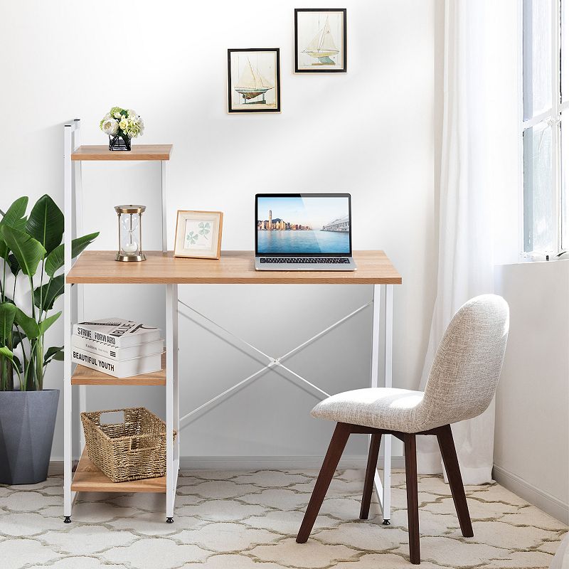 Compact Computer Desk Workstation with 4 Tier Shelves for Home and Office