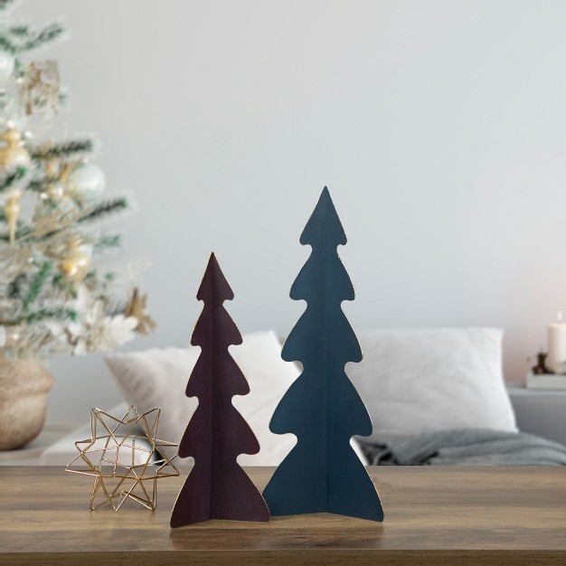 Purple Triangular Christmas Tree With A Curved Design Tabletop Decor