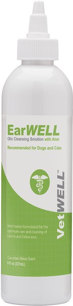 VetWELL EarWELL Otic Cleansing Solution with Aloe Cucumber Melon Scent Dog and Cat Ear Solution