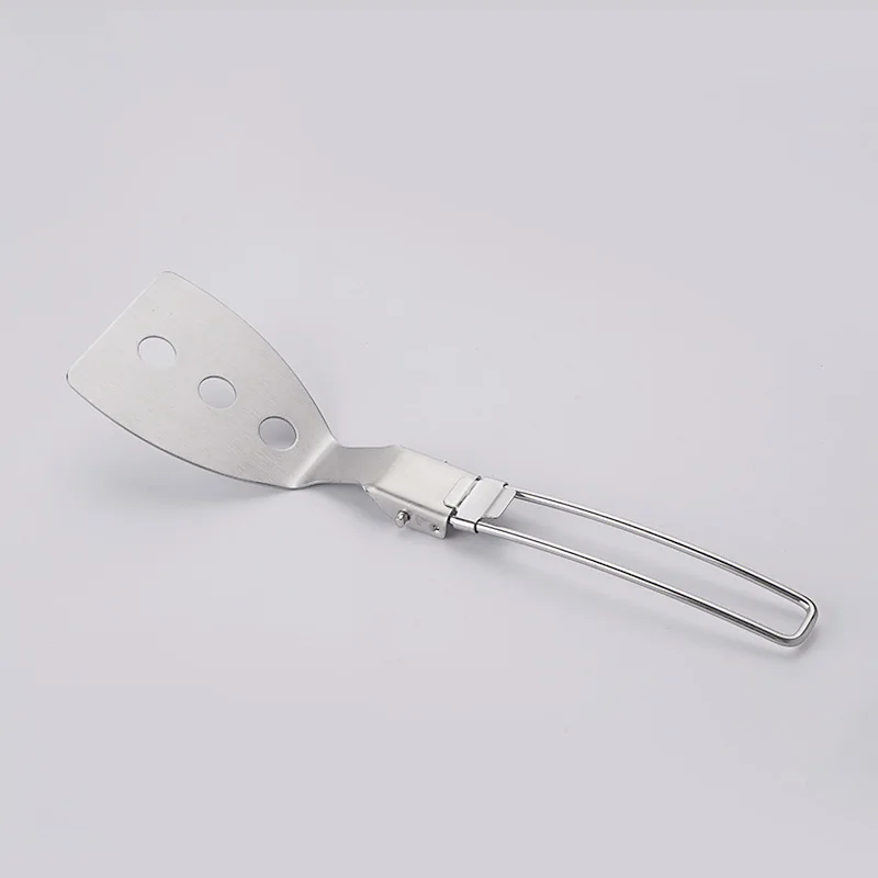 Folding Frying Spatula  Stainless Steel Mini Portable Camping Spatula with Folding Handle(Leaky Spatula)