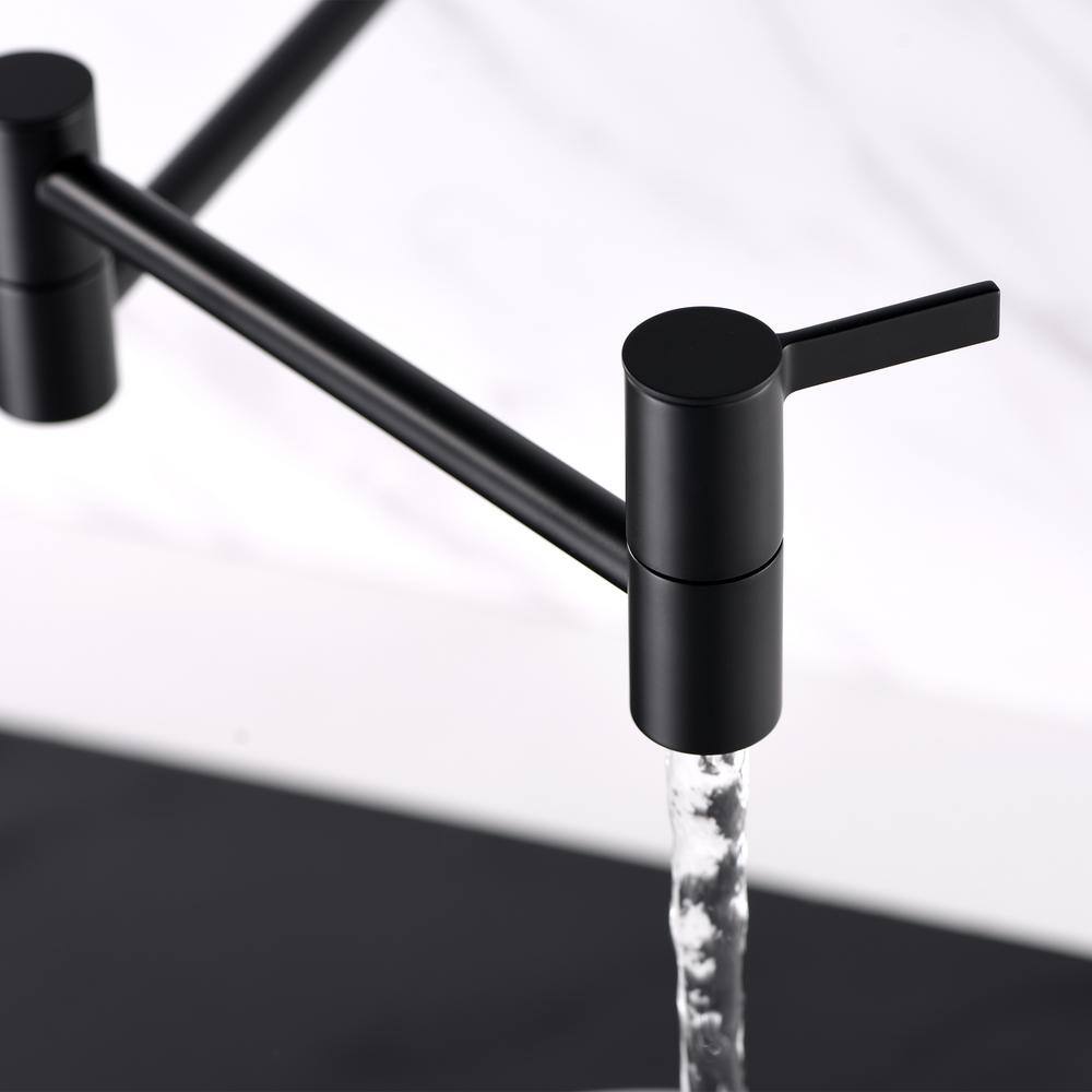 LUXIER Contemporary 2-Handle Wall-Mounted Pot Filler in Matte Black KTS17-TM-V