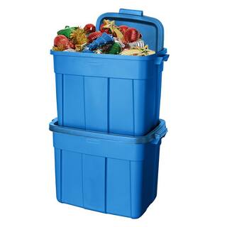 Rubbermaid Roughneck Tote 18-Gal. Storage Tote Container in Heritage Blue (6-Pack) RMRT180056-6pack