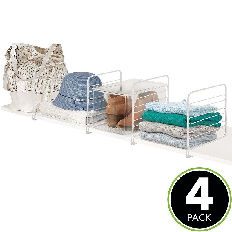 mDesign Versatile Metal Wire Closet Shelf Divider and Separator， 4 Pack