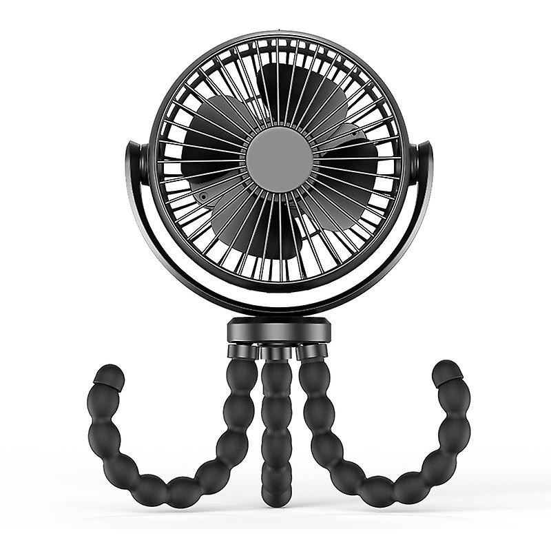 Mini Handheld Personal Portable Fan With Flexible Tripod Clip On Student Bed Desk Bike Crib Treadmill Camping Travel Black2600mah