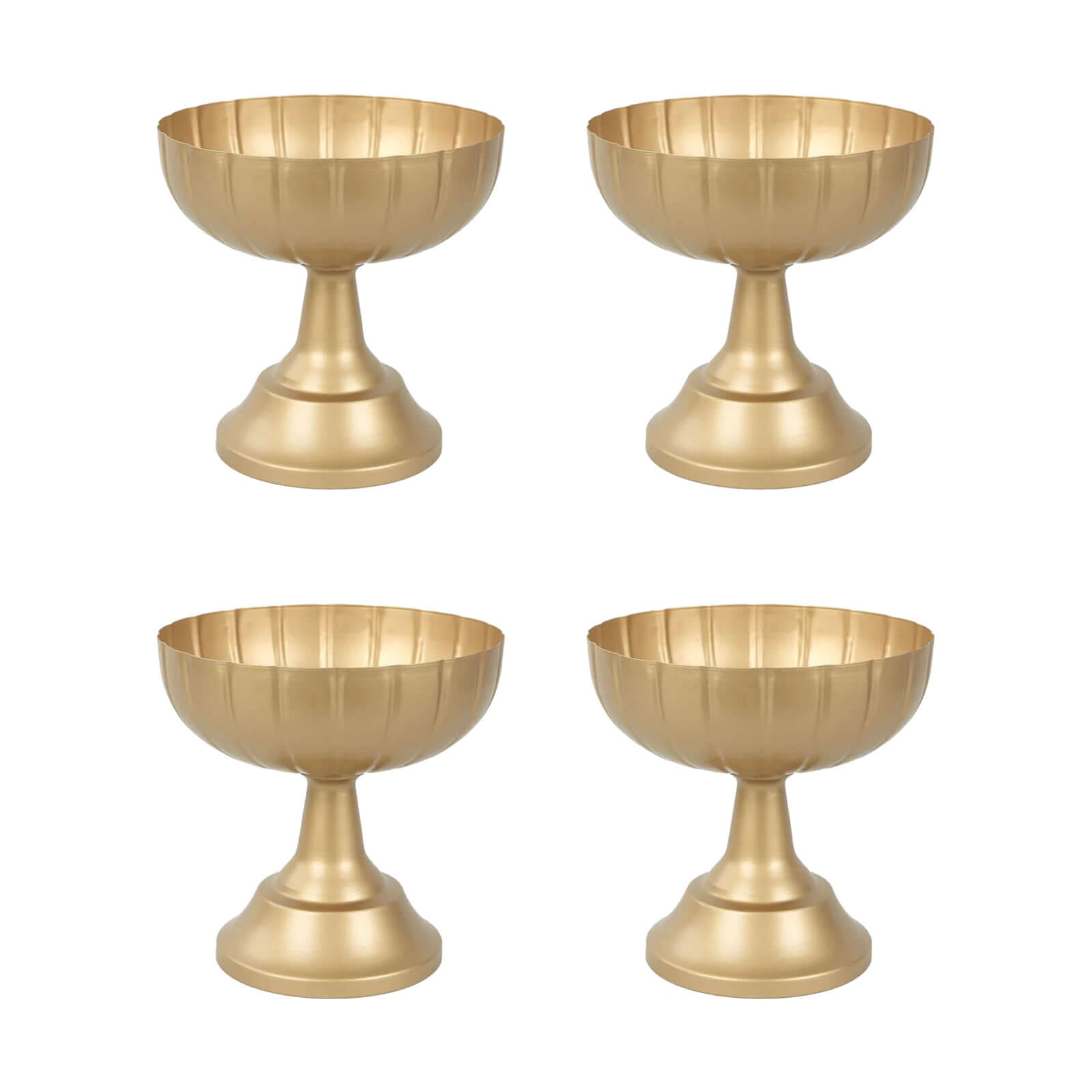 4 Pack Gold Metal Compote Pedestal Bowl Flower Vases in Grecian Urn Style, Decorative Vases Floral Wedding Centerpieces - 8.5