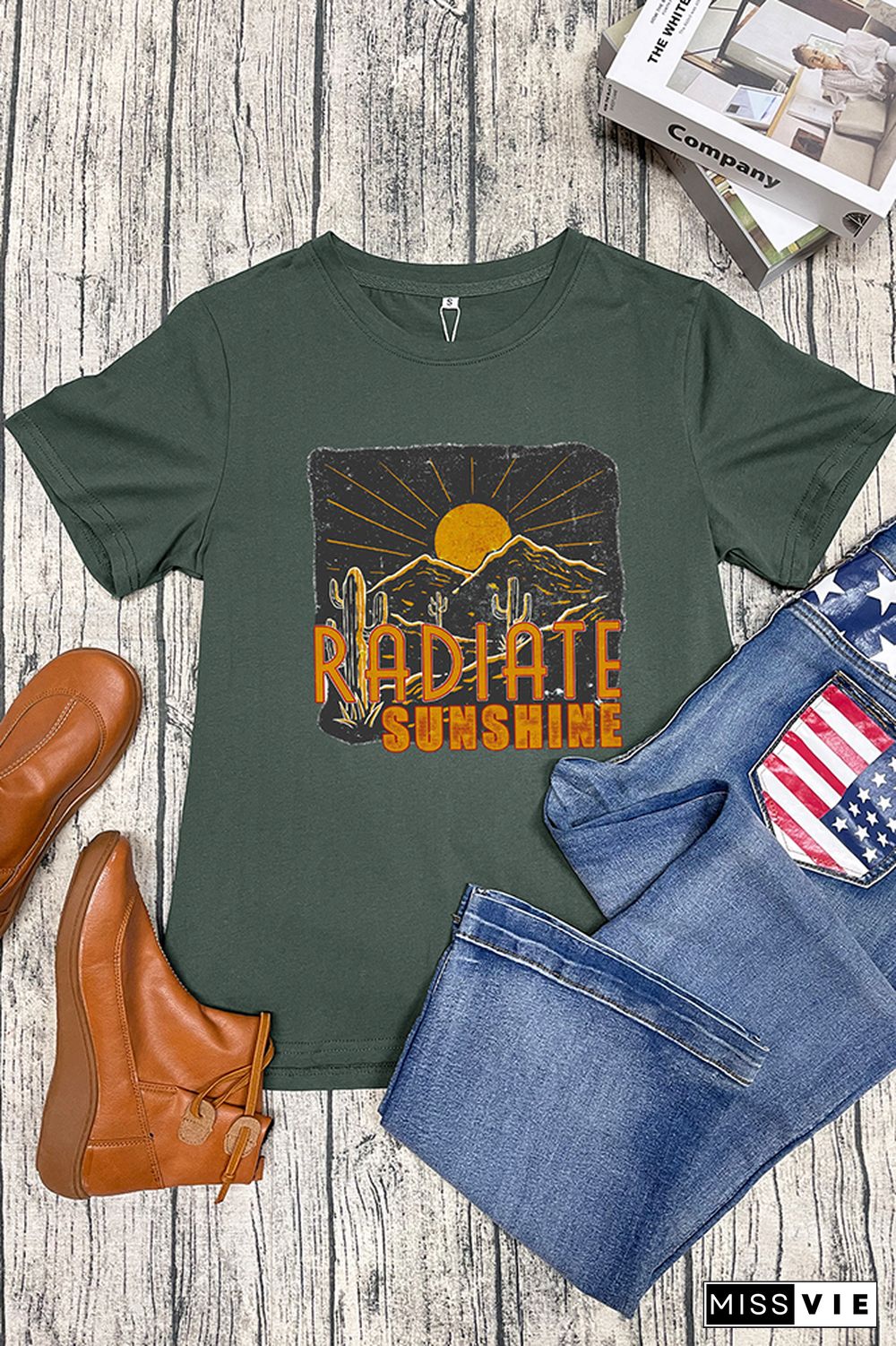 Radiate Sunshine Cactus Desert Graphic Tee Wholesale