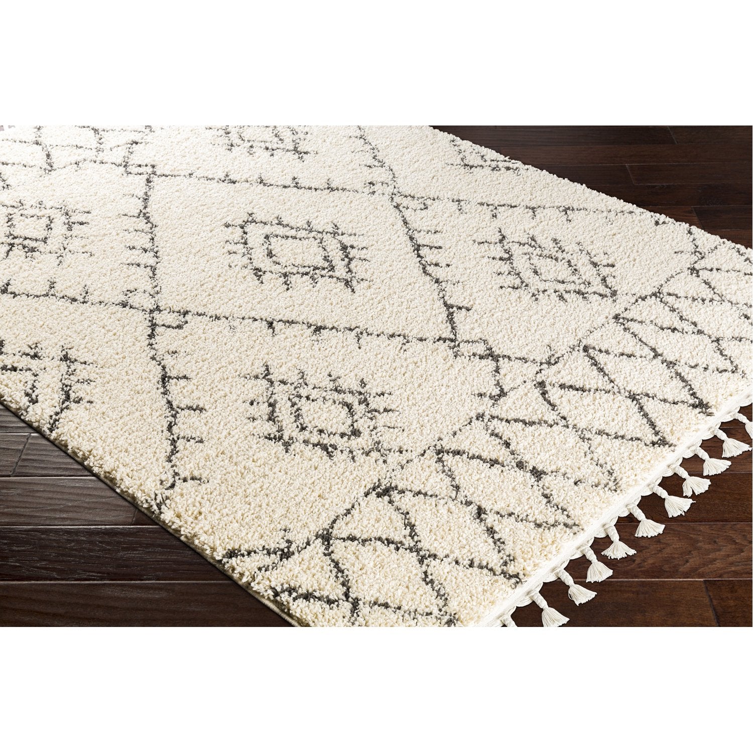 Berber Shag Rug in Charcoal & Beige