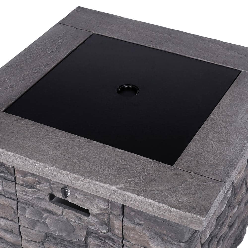 VEIKOUS 309 in W x 241 in H Outdoor Square Metal Propane Fire Pit Table with Lid