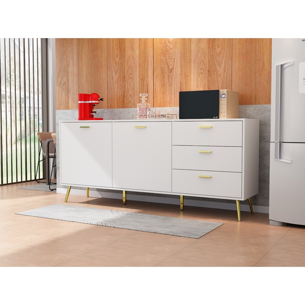 Modern 2 door Sideboard Storage Cabinet w/ 3 Drawers TV Stan