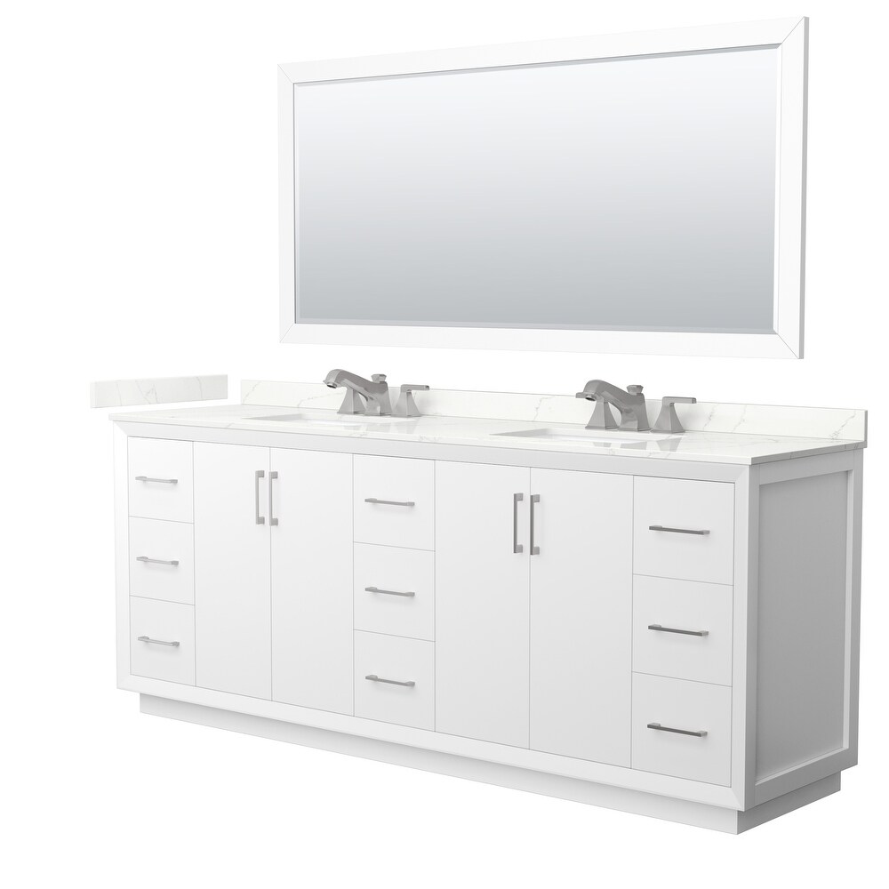 Strada 84 inch Double Vanity  Quartz Top  70 inch Mirror