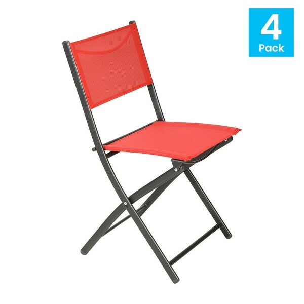 4 Pack Commercial Outdoor Flex Comfort Folding Chair with Metal Frame