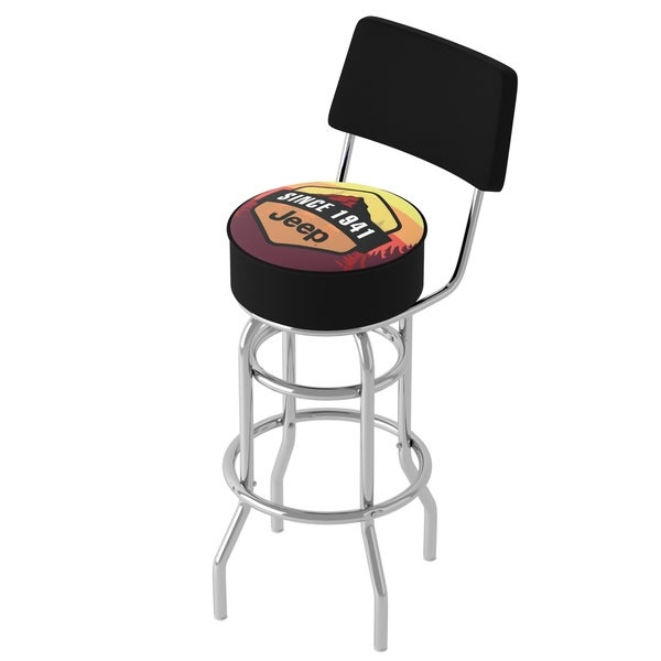 Jeep Sunset Mountain 360 Degree Swivel Barstool with Foam Padded Seat And Back - 20 x 20 x 31