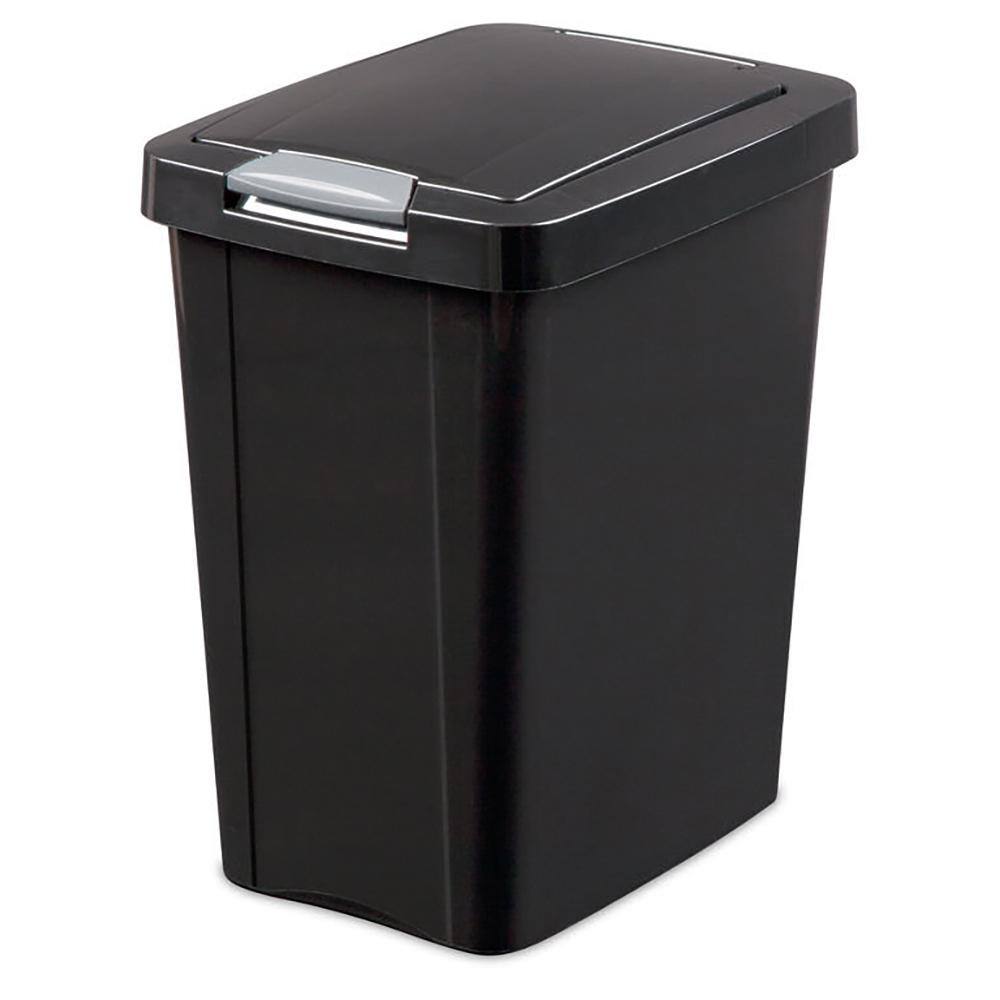 Sterilite 7.5 Gallon TouchTop Wastebasket with Titanium Latch Black (4 Pack) 4 x 10439004