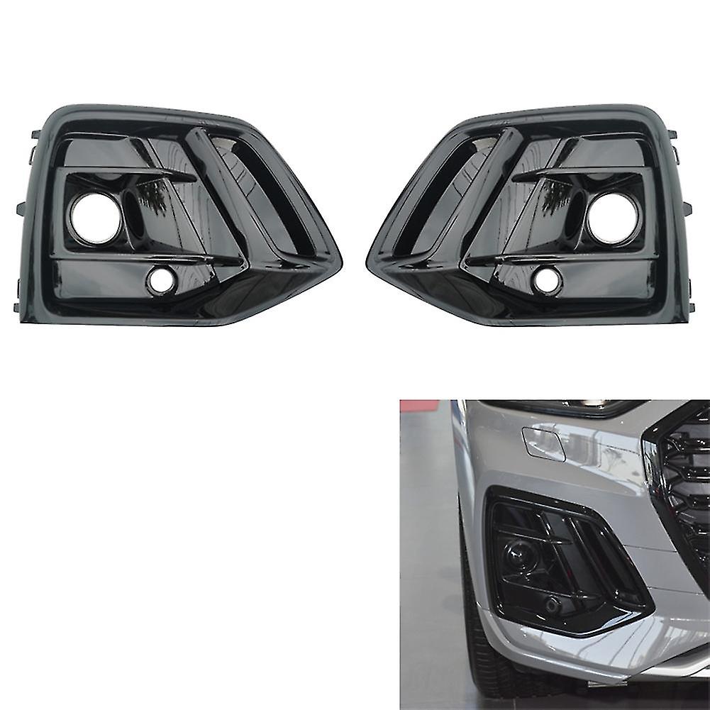 Car Glossy Black Front Right Bumper Fog Light Cover Bezel Grille With Hole For Q5 2021 2022