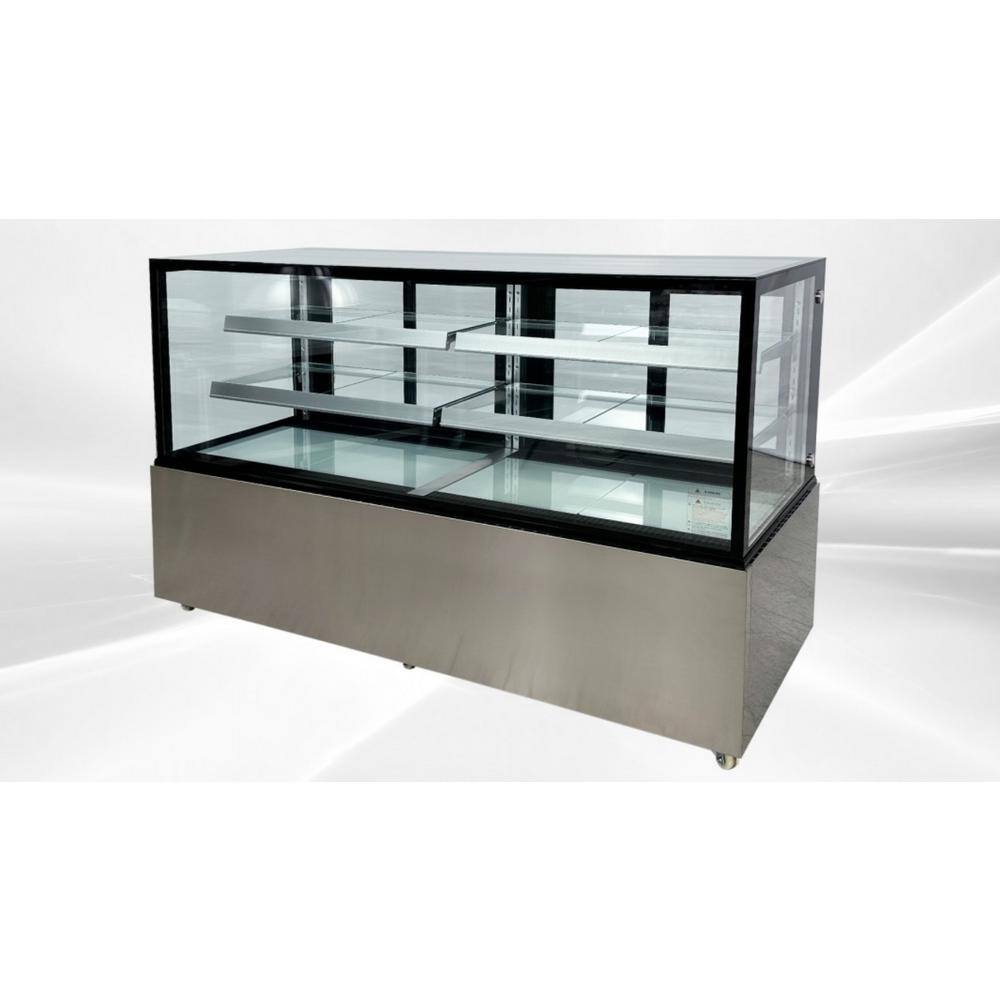 Cooler Depot 71 in. 27 cu. ft. Commercial Bakery Display Case Sliding 2-Door Glass Front Refrigerator in Stainless Steel dxxrt-6f