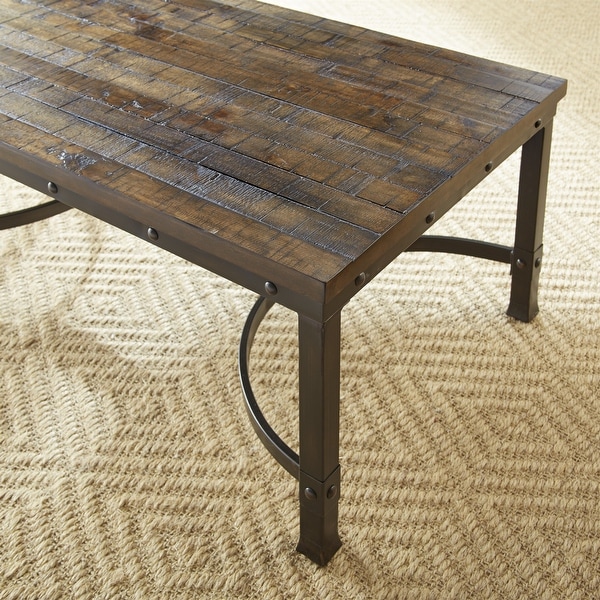 Charcoal Grey Distressed Finish End Table Coffee Table