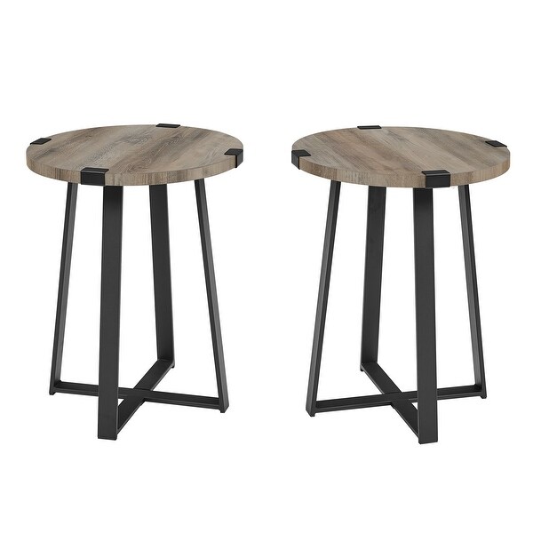 Middlebrook Designs Barnett Round Metal Wrap Side Table - Set of 2