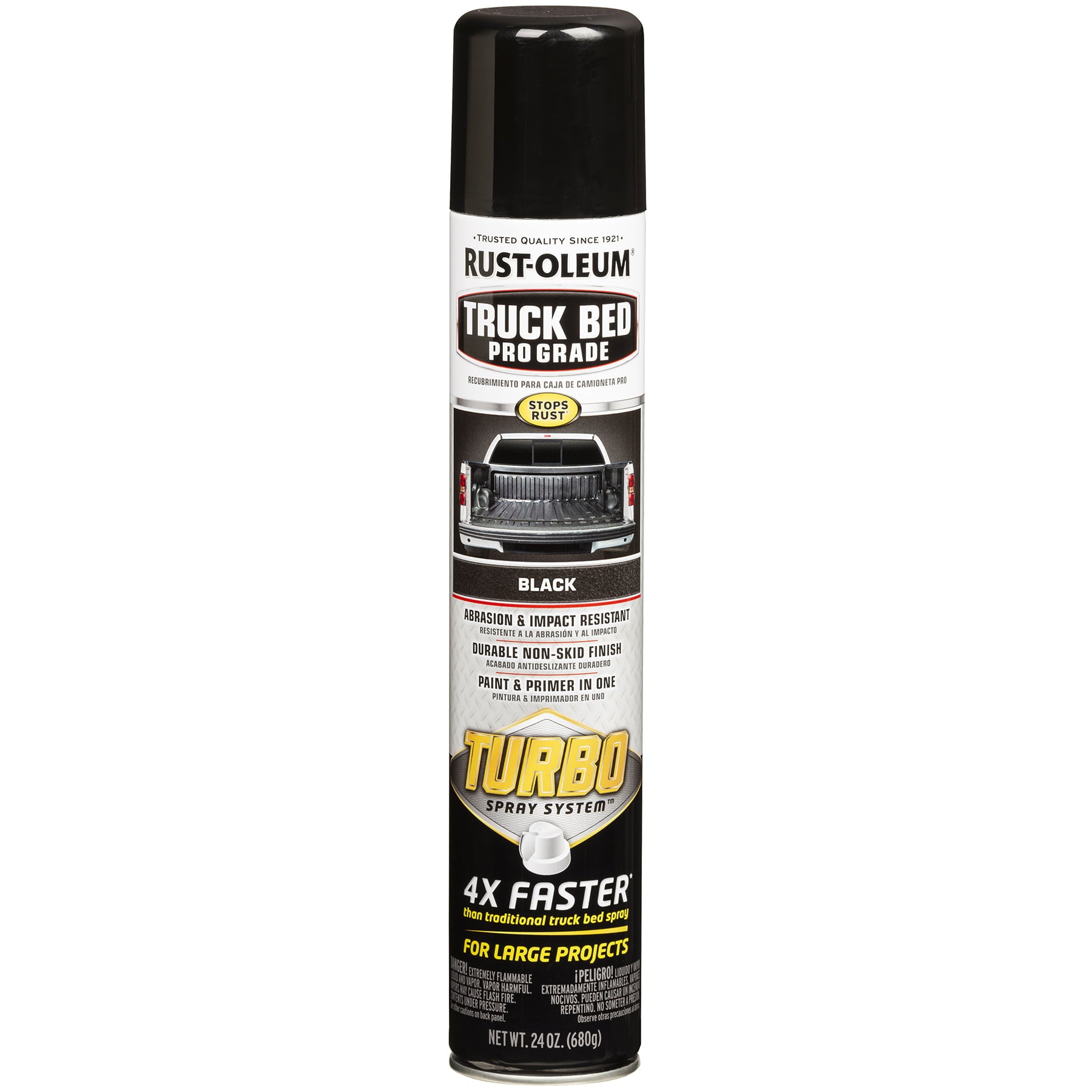 Black， Rust-Oleum Stops Rust Turbo Automotive Flat Textured Truck Bed Spray Paint， 24 oz