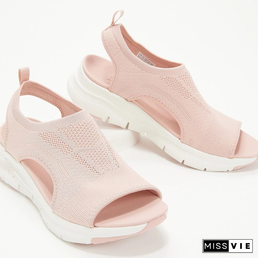 Women Summer Shoes Mesh Fish Platform Sandals Women's Closed Toe Wedge Sandals Ladies Light Casual Shoes Zapatillas Muje