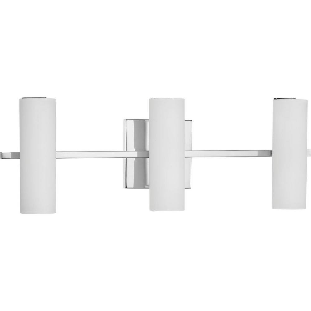 Progress Lighting Colonnade LED Collection 3-Light Polished Chrome Etched White Glass Luxe Bath Vanity Light P300187-015-30