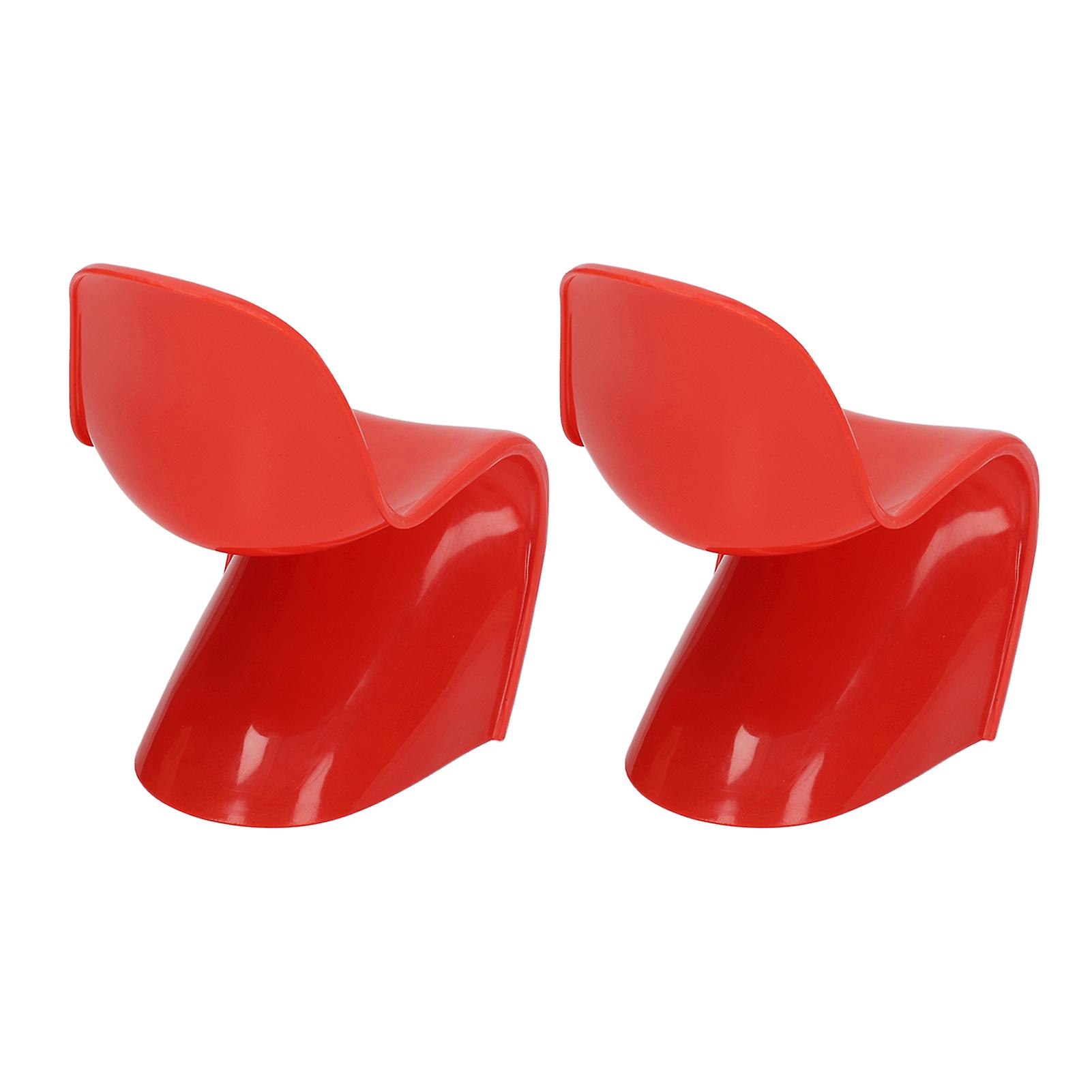 2pcs Miniature Chair 1/6 Scale Casual Cute Style DIY Small Plastic Material 14x9x8cm Doll House Toys for Ornaments Red