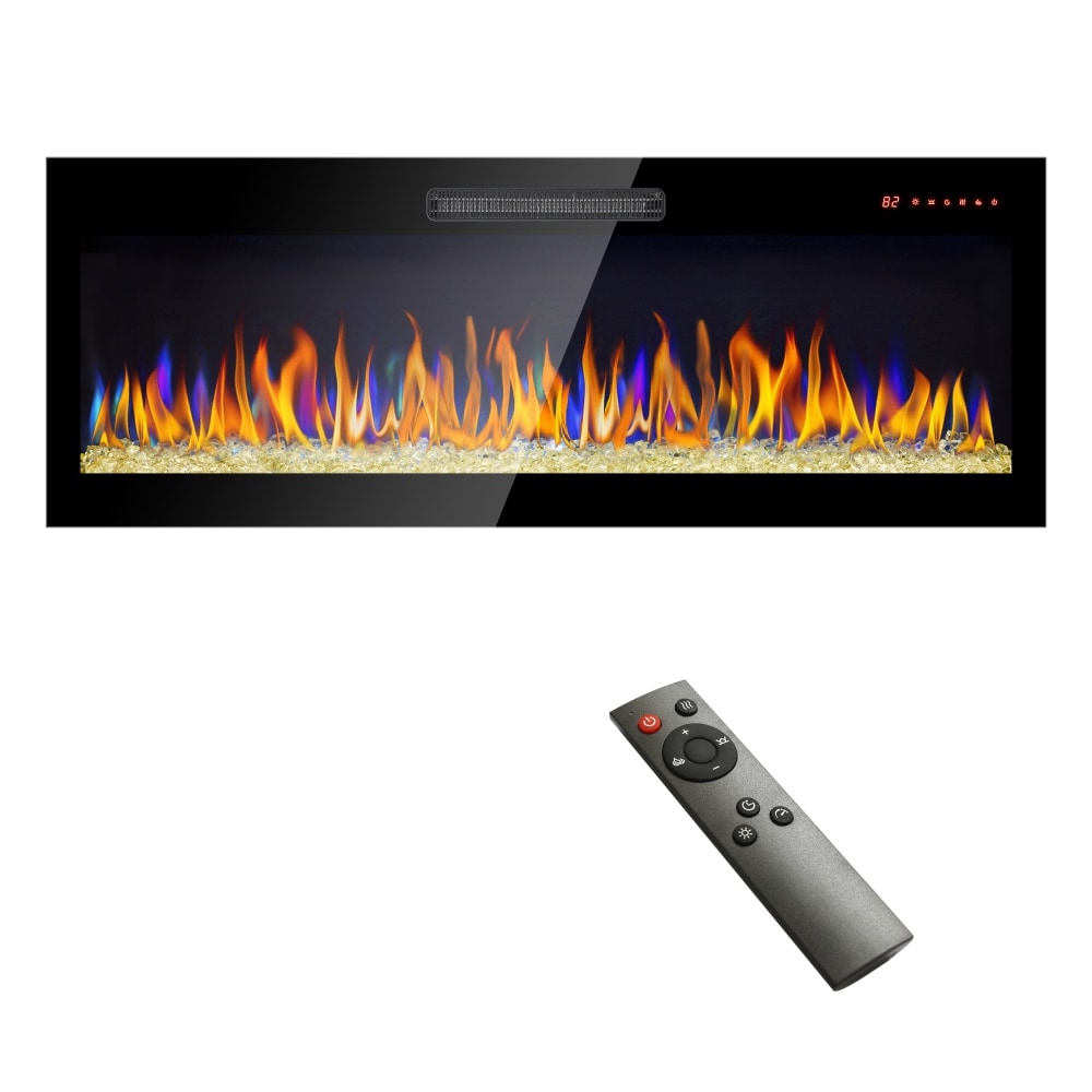 36 60in. Black Recessed Wall Mounted Electric Fireplace by Real Flame